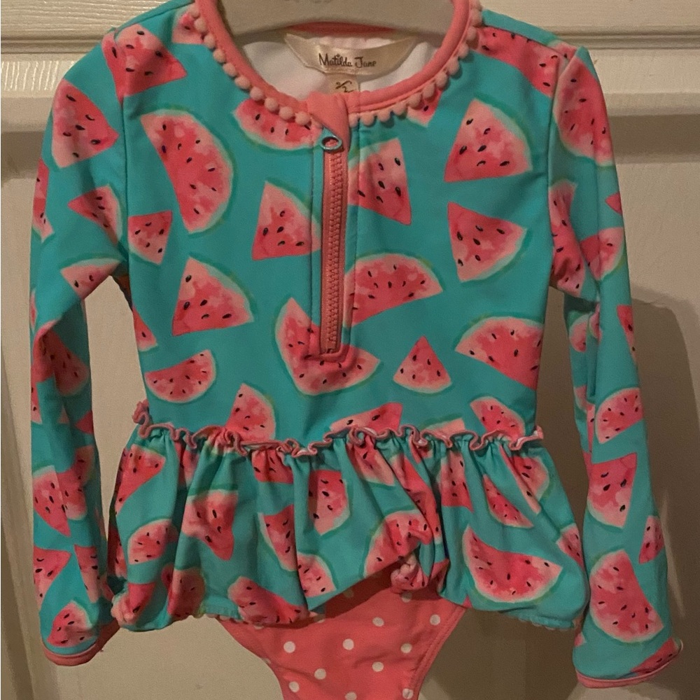 Matilda Jane Teal & Pink Watermelon Long Sleeve Rashguard Set